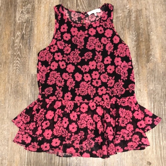 Milly Tops - Milly Retro Floral Sleeveless Ruffled Hem Blouse 0
